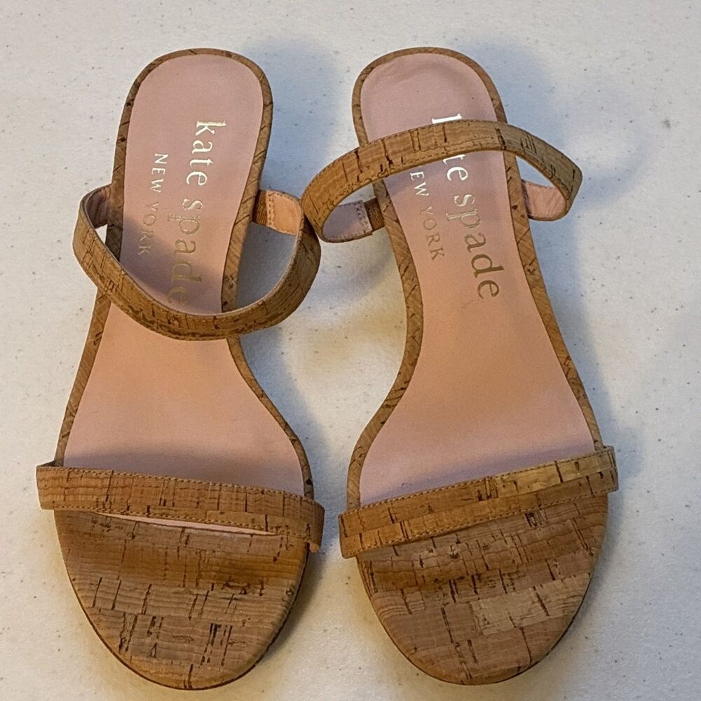 Kate Spade Sandal Women’s New York Palm Springs Leather Slide Natural Sz 8B Shoe - Picture 5 of 15